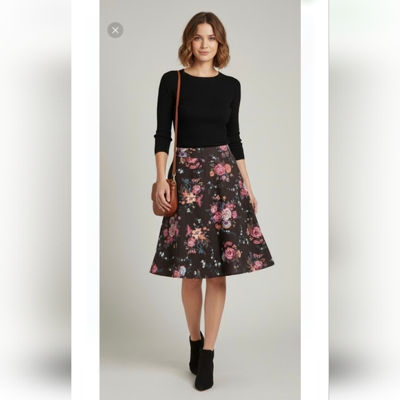 Pendleton Dresses & Skirts - Pendleton Skirt Silk Wool Floral midi skirt brown lined Size 14